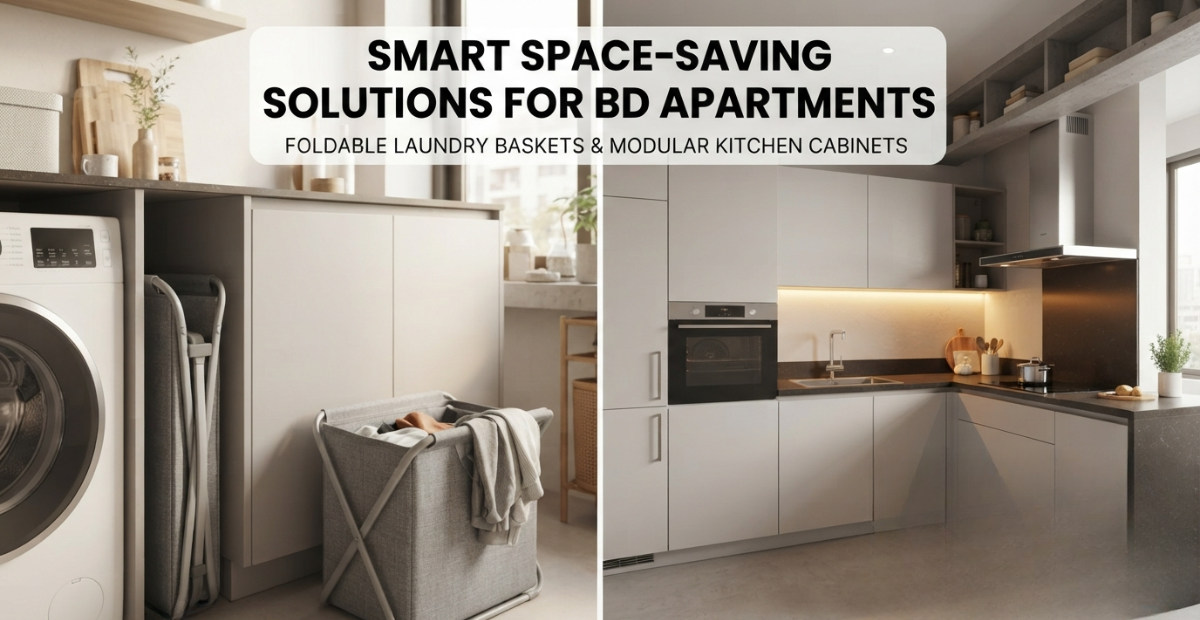 Foldable Laundry Basket: Smart Space Saving Solutions Now 2 dhaka apartment space saving solutions foldable laundry modular kitchen.jpg