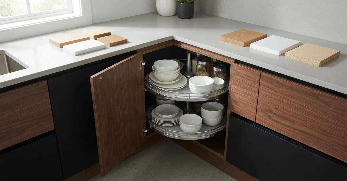 Best Kitchen Corner Cupboard Storage Solutions for Every Home 2 modern kitchen corner revolving carousel materials.png