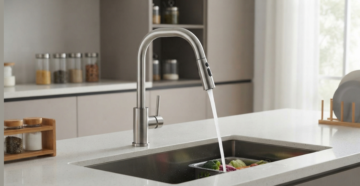 Hot and Cold Kitchen Faucet: Features, Benefits & Buying 2 modern stainless steel hot cold kitchen faucet installation.jpg