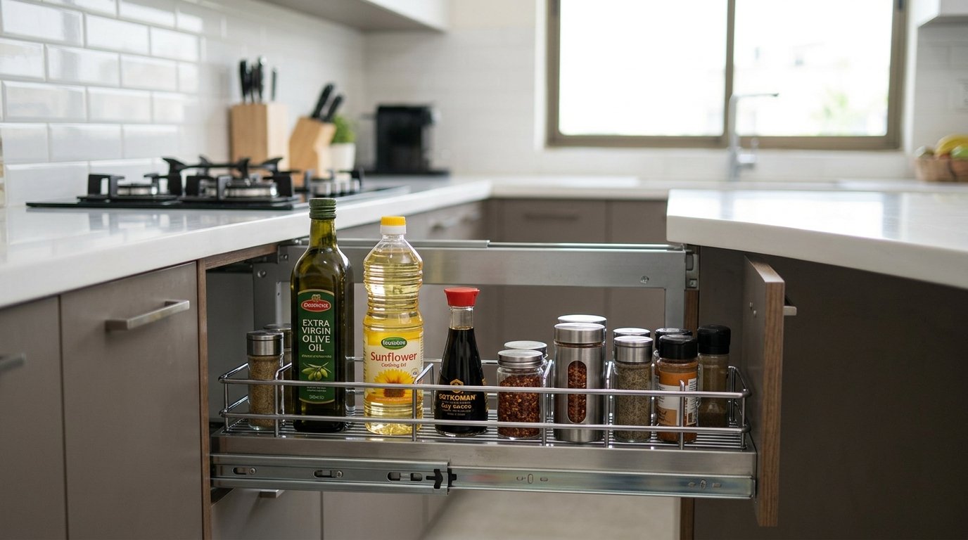 Choose the Right Bottle Organizer Cabinet for Your Kitchen 2 Cabinet Sliding Organizer Ideas for a Neat Kitchen Space