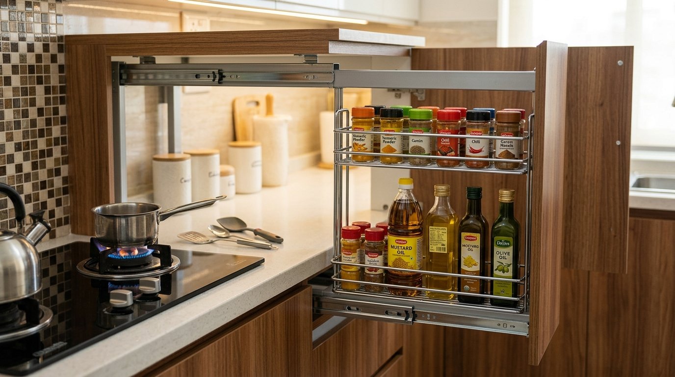 Pull Out Spice Rack Cabinet Ideas for a Better Kitchen 1 Pull Out Spice Rack Cabinet Ideas for a Better Kitchen