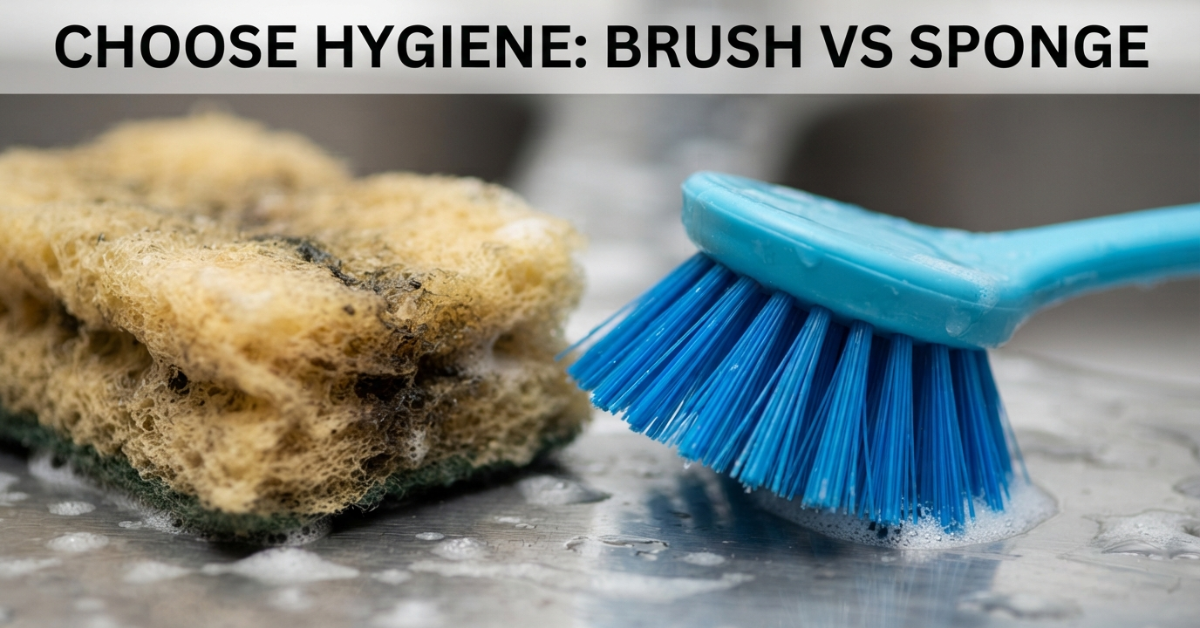 Buy kitchen sink brush Online at Best Price 2 hygienic kitchen brush vs moldy sponge macro.jpg