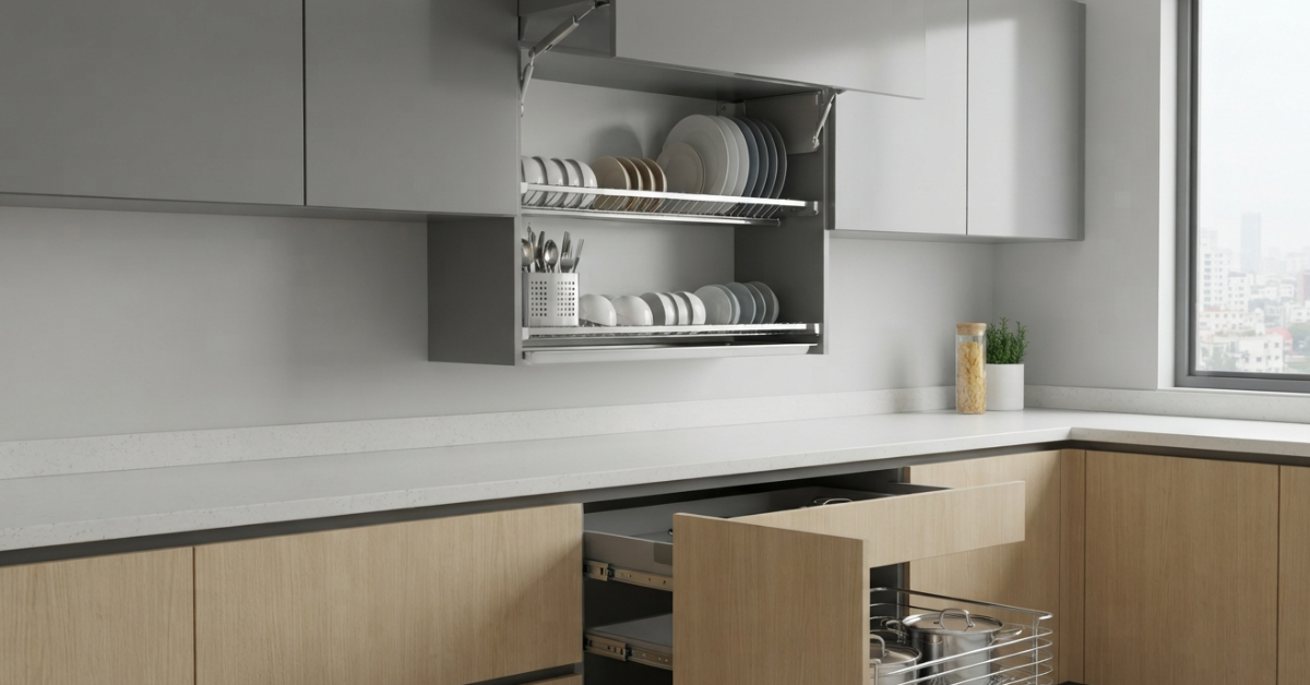Best Dish Holder Rack Ideas for Smart Kitchen Storage 2026 2 modern dhaka modular kitchen with integrated dish rack.jpg